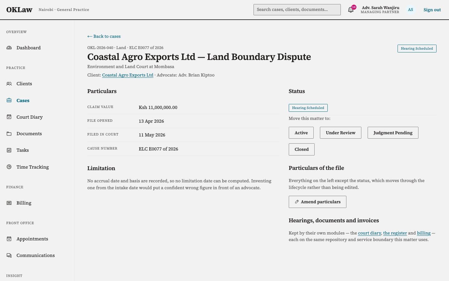 OKLaw Practice Management screenshot