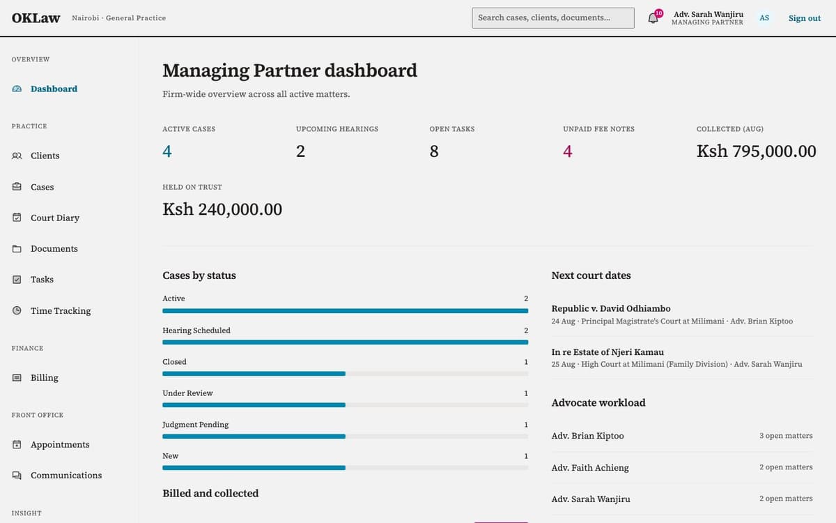 OKLaw Practice Management preview